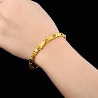 24k gold bracelet carved pattern small fish bracelet for womens wedding party jewelry gifts