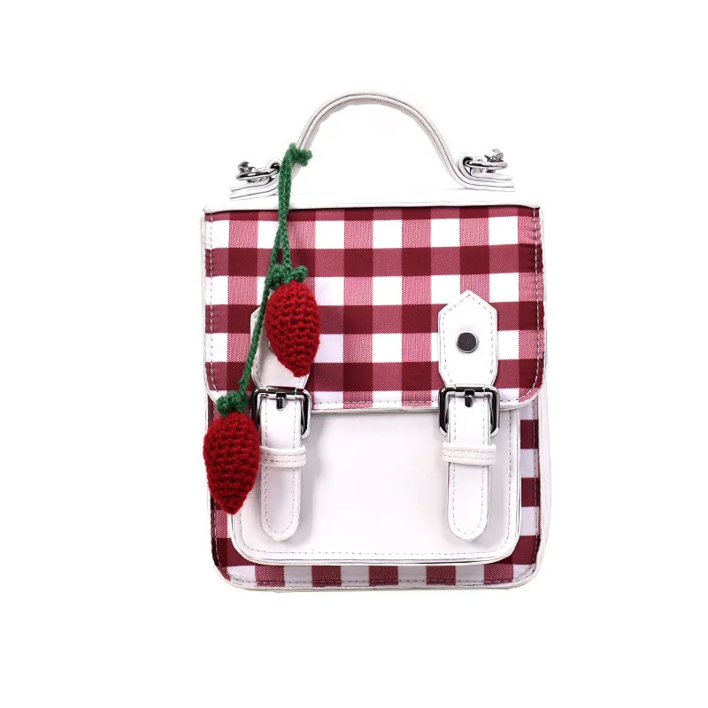 

Female Cute Crossbody Bag for Women 2021 Leather Luxury Tote Handbag Designer Plaid Ladie Hand Sling Shoulder Messenger Bag