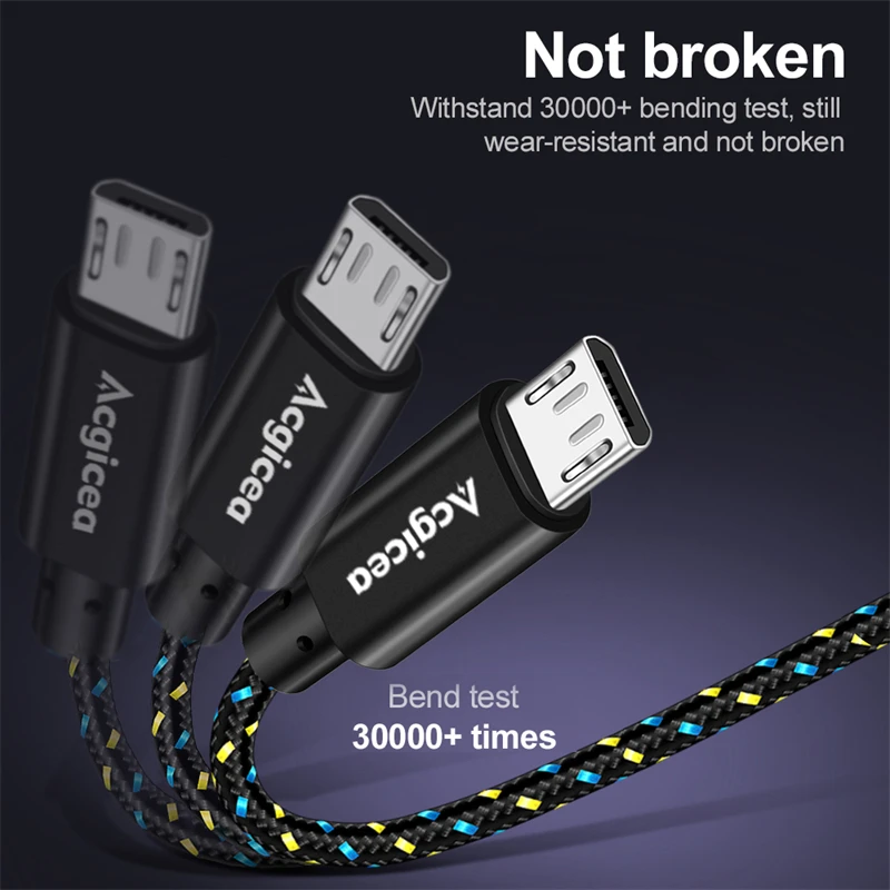 micro usb cable fast charging cables for samsung xiaomi android smartphone phone charger data microusb cable 1m 2m 3m wire cord free global shipping