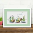 Точная печать крестиком набор B1489 суккулентная маленькая сцена кактус микро пейзаж гостиная ручная вышивка живопись