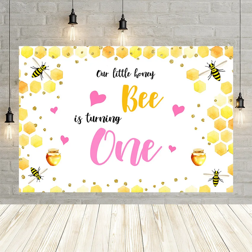 

Mehofond Boy or Girl 1st Birthday Party Backdrop Newborn Baby Our Little Honey Yellow Bee Photography Background Photo Studio