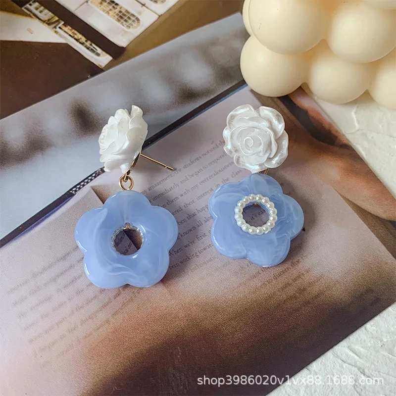 

Fashion personality ring rose flower earrings super fairy sweet Alec all-match earrings