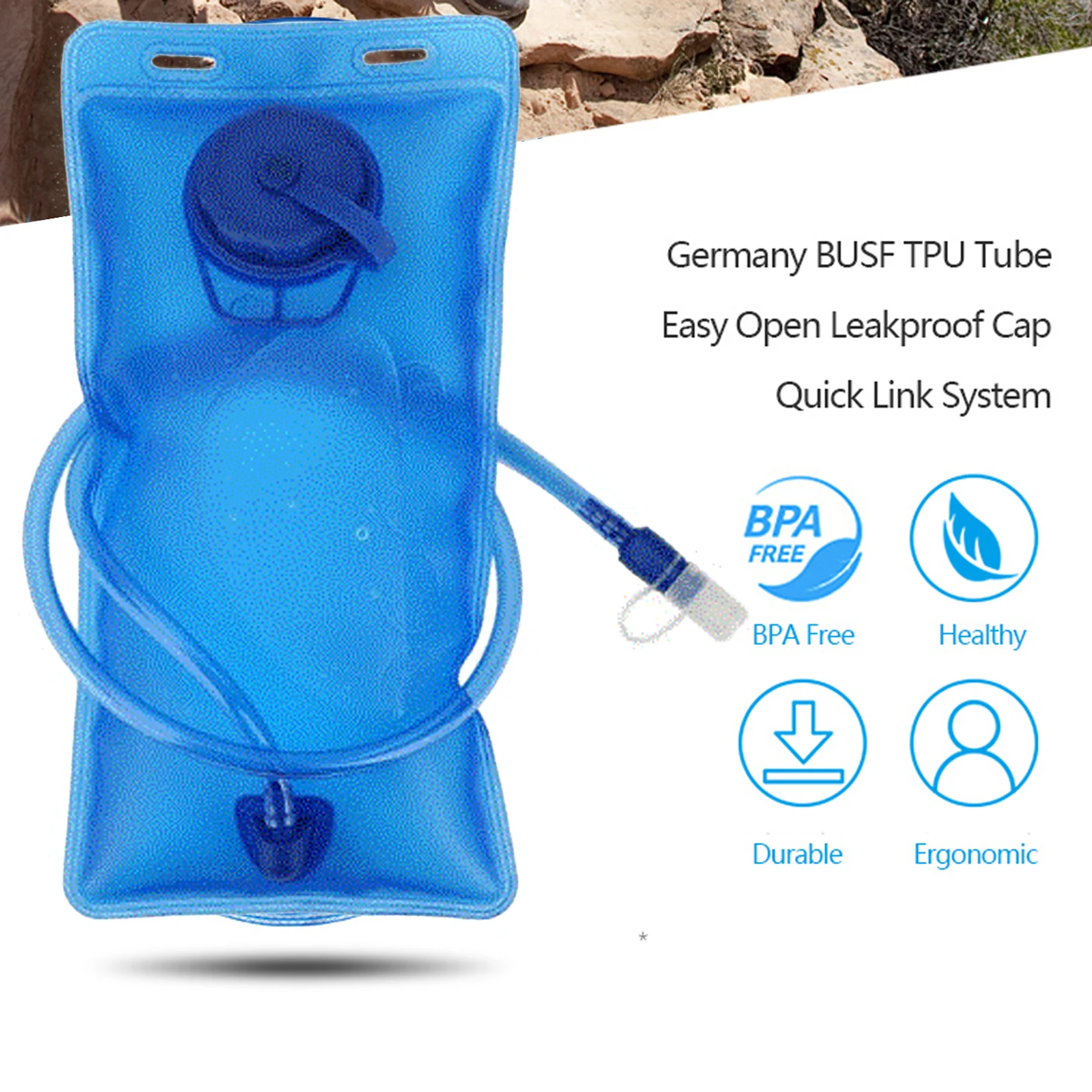 

Folding Water Bag with Drinking Tube 2L Hydration Bladder Leak Proof Outdoor Accessory