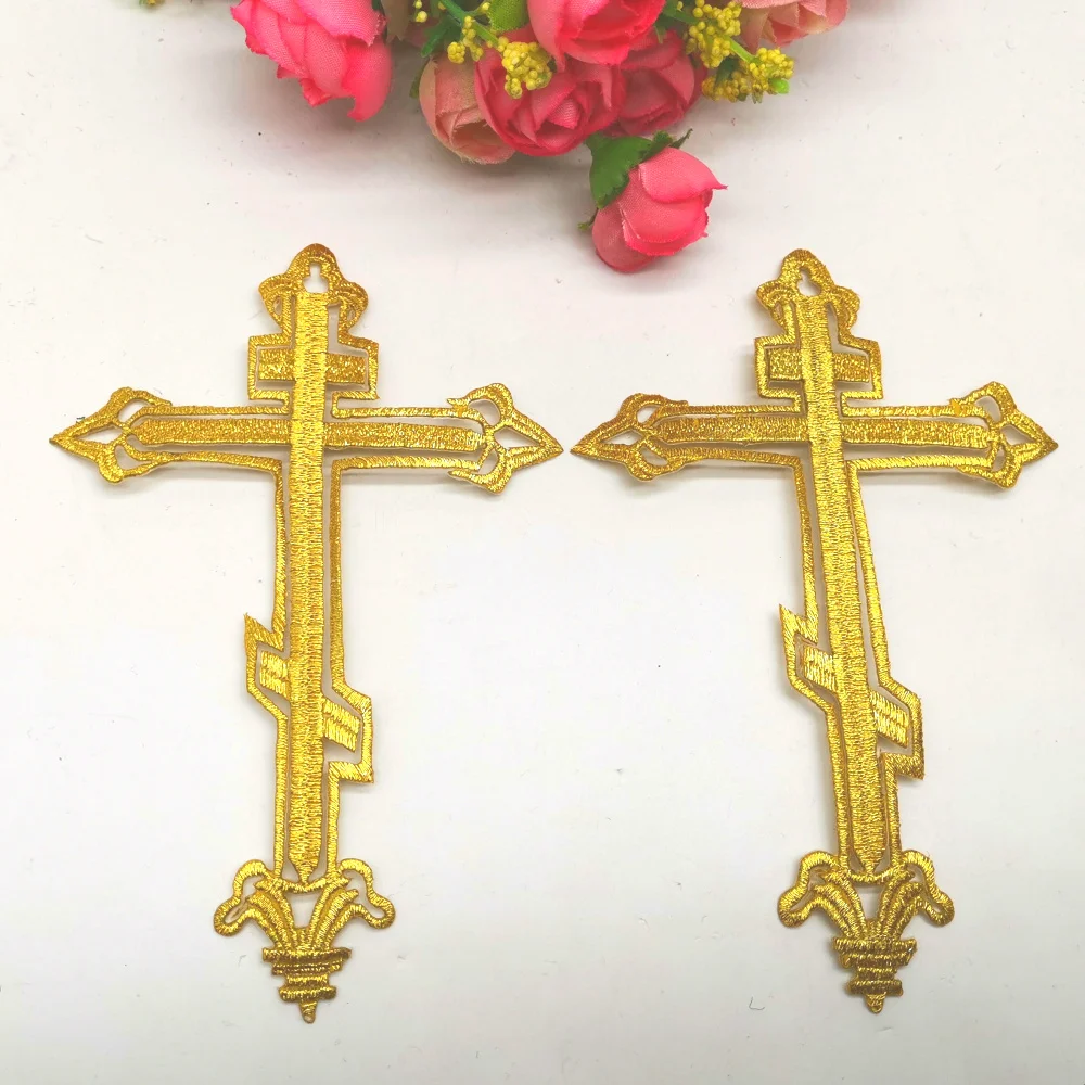 Аппликации с крестом Иисуса Христа золотая вышивка нашивки для косплея сделай