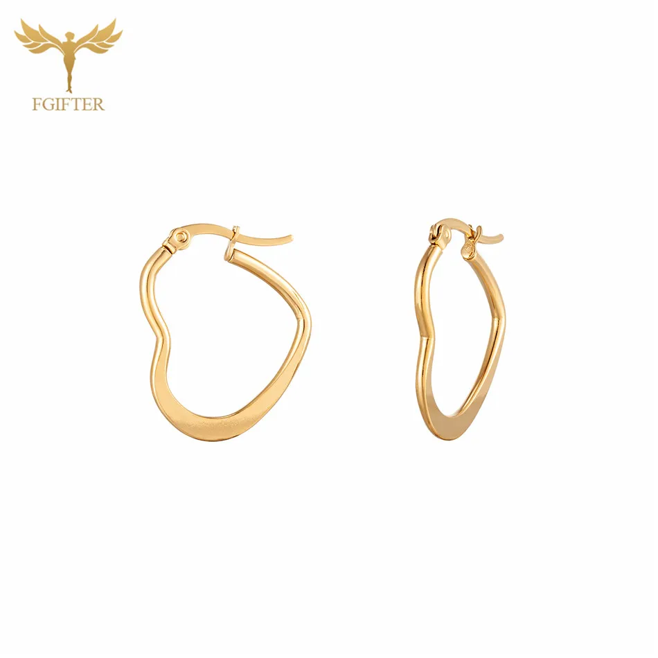 

Stainless Steel Simple Heart Rectangle U Shape Hoop Earrings For Women Vingate Golden Love Earrings Aretes Brinco Feminino Gifts