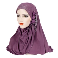 2020 malaysia muslim hijab scarf solid cotton flower diamond shawl women headscarf ready to wear hijab musulman femme foulard