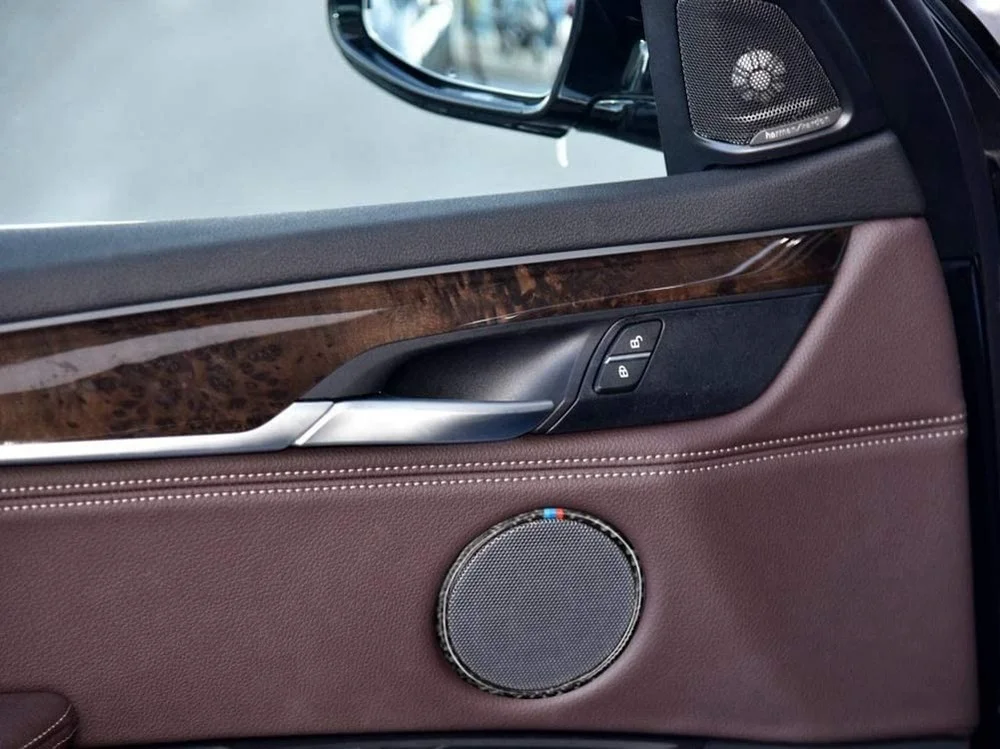 Miglior Autoadesivo Della Copertura Dell'anello Di Rivestimento Dell'altoparlante Della Porta Dell'altoparlante Dell'audio Dell'automobile Della Fibra Del Carbonio Per BMW X5 F15 F16 X6 E70 E71