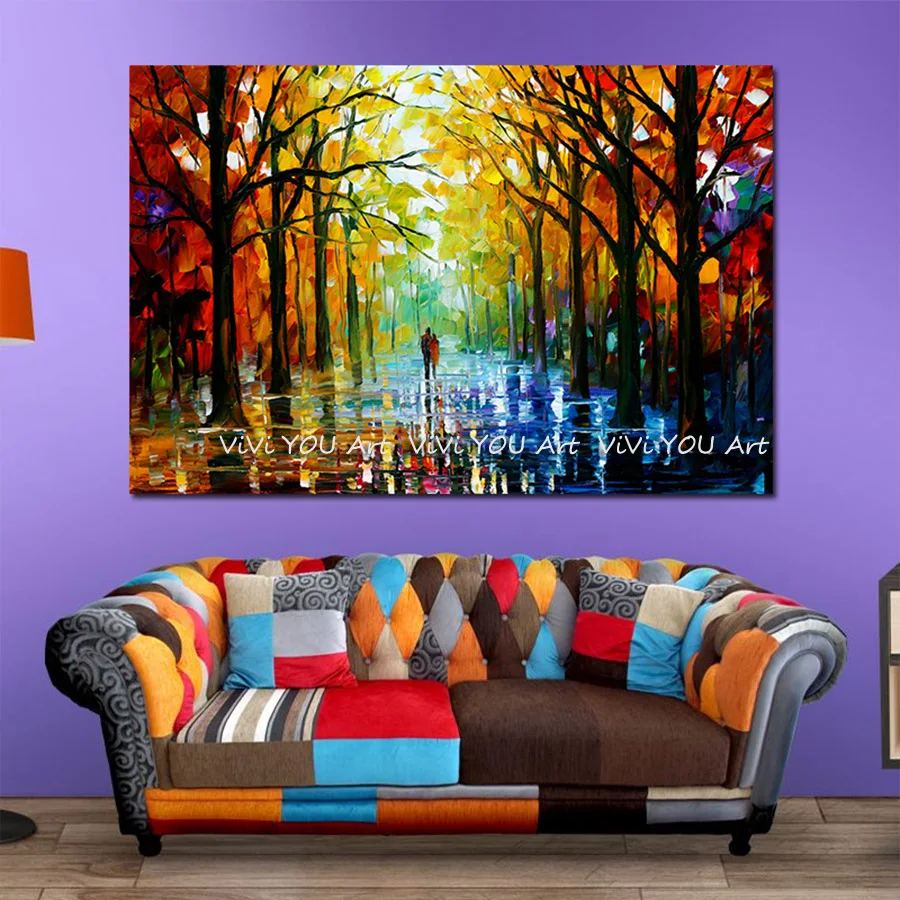 Canvas Painting Landscape painting Walling In Rain Light Road Oil Cuadros Wall Art Pictures for Living Room Home Decor | Дом и сад