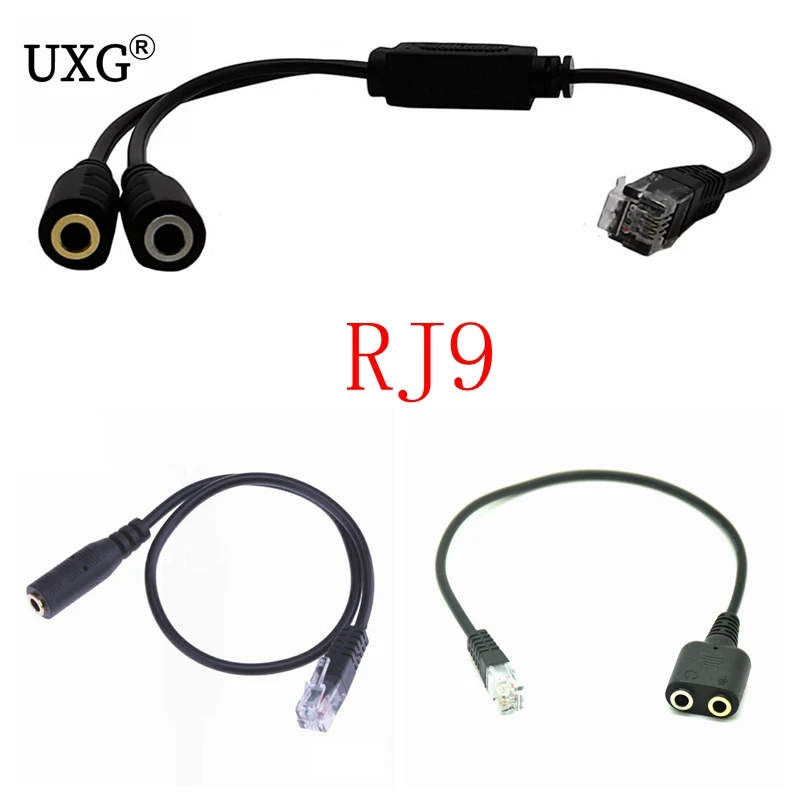 

New 1PC 25cm Dual 3.5mm Audio Jack Female to Male RJ9 Plug Adapter Convertor Cable PC Computer Headset Telephone Using