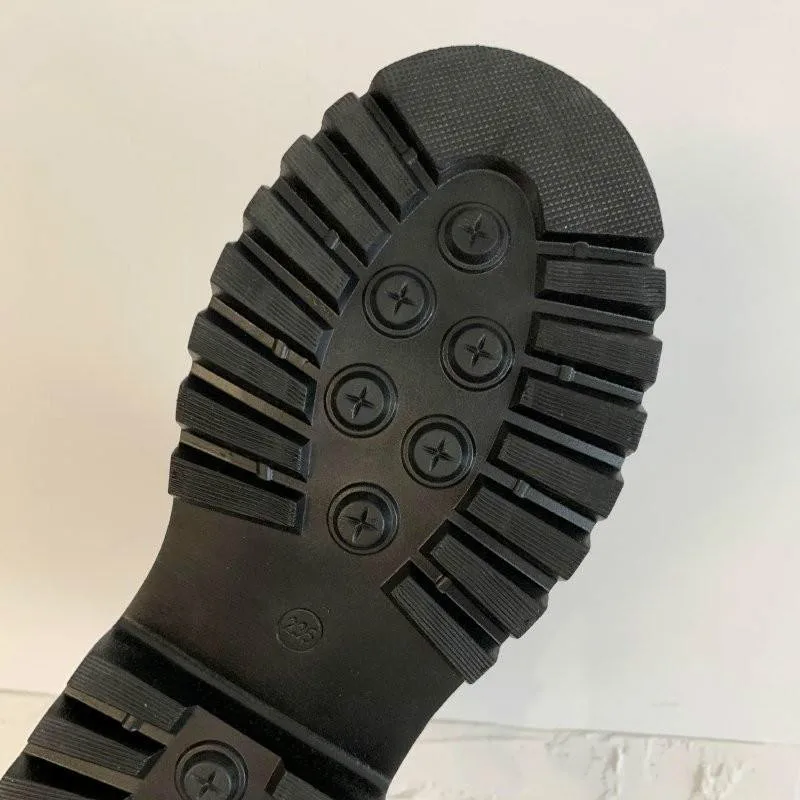 

2020 New Black Thick Motorcycle Short Side zipper Black Boots Female Cross-tied