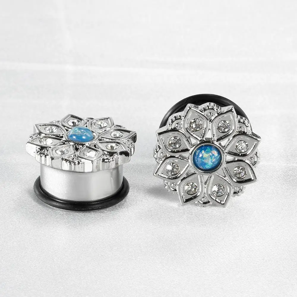 Style4 Новая горячая мода розовое золото серебро Нержавеющая сталь серьги для пирсинга Кристалл тоннели винтовые датчики пара 2 шт./лот - Окраска металла: Style4