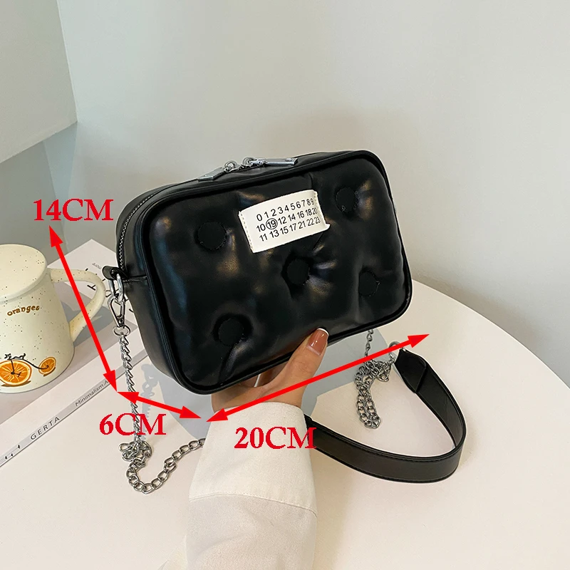 

Designer Solid Color Leather Chain Shoulder Bags for Women 2021 Winter Fashion Handbag High Quality Crossbody Small Square Bag