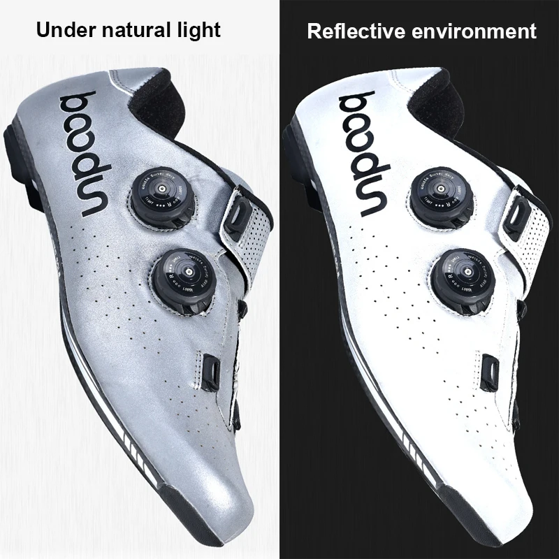 Jual BOODUN Pria Reflektif Sepatu Bersepeda Serat Karbon Ultra Peta Sepeda Sepatu Bebas-Slip Bernapas Triathlon Sepeda Balap Sepatu