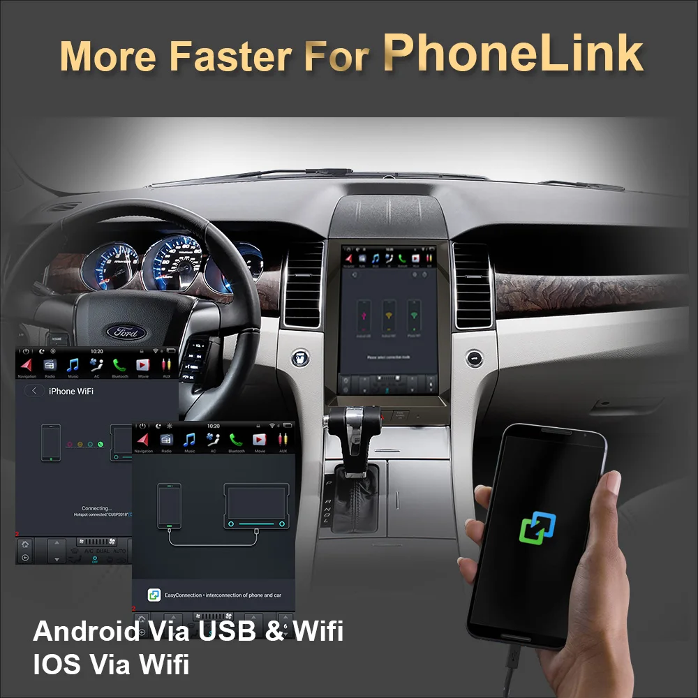 Автомобильный GPS-навигатор на Android 9 0 экран в стиле Tesla для Ford Taurus 2012-2016 радио