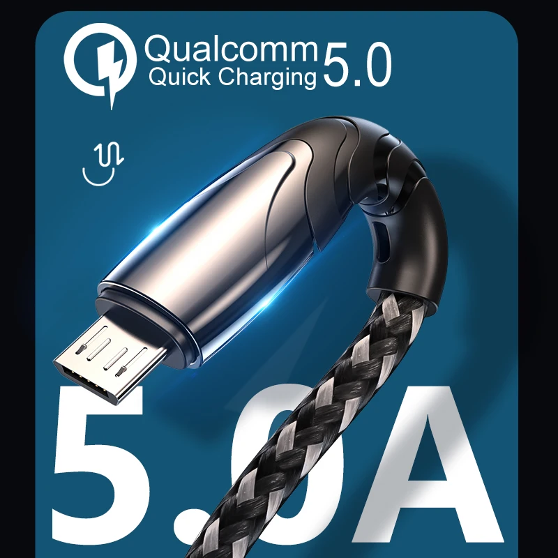 Кабель Micro USB 5A шнур для быстрой зарядки Samsung Xiaomi Redmi Note 5 Pro Huawei зарядное устройство