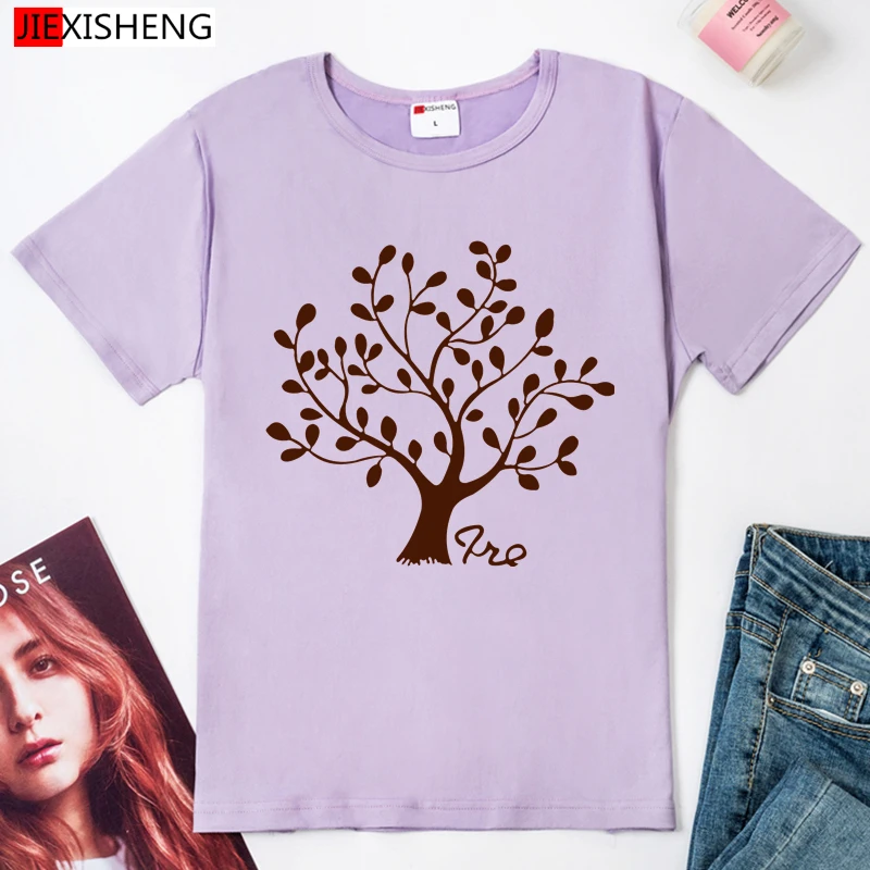 Модная женская футболка с круглым вырезом принтом дерева облегающие популярные