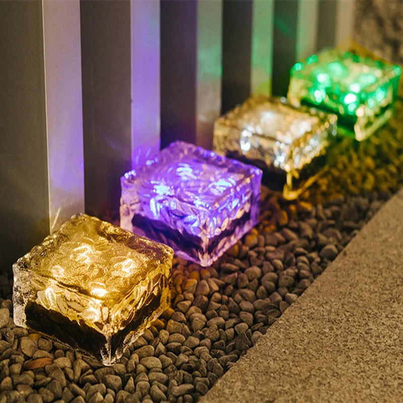 

Outdoor Decorations Solar Lawn Garden Lights Decorative Brick Ice Cube LED Light for Pathway Driveway Lanscape Backyard Patio.
