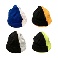 q39c all match color matching beanie hat fashion knitted hat thermal wool hat melon hat windproof for fall winter daily wear