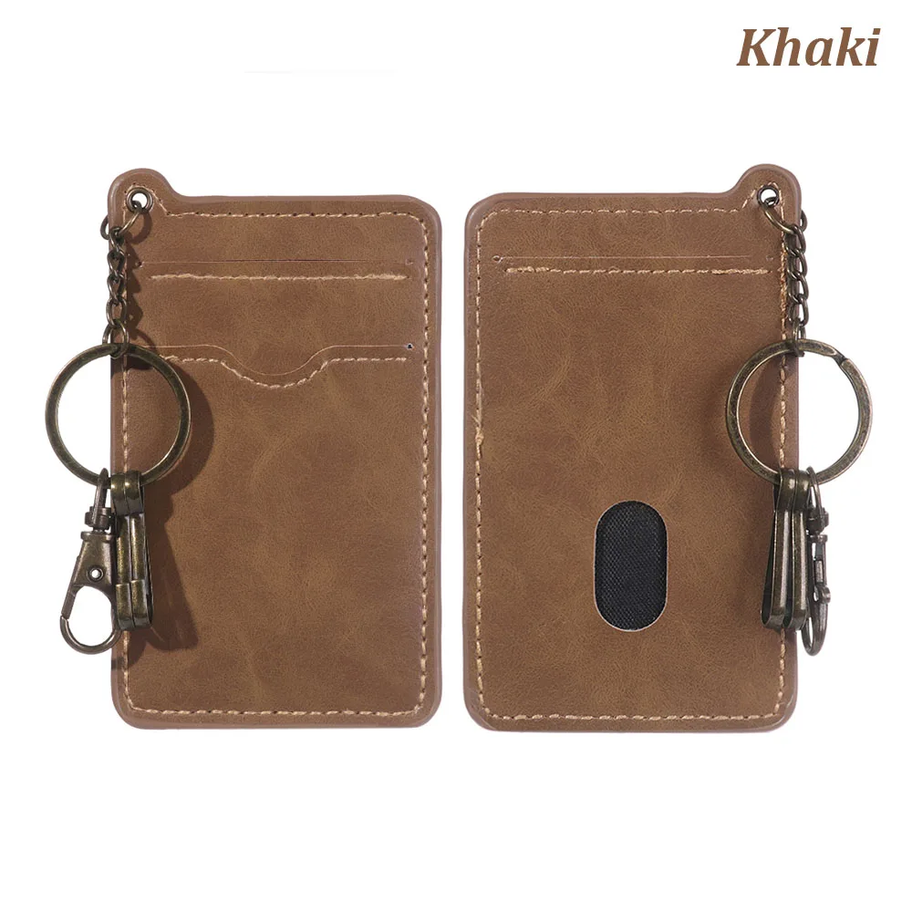 khaki Новинка, 1 шт., модные, новые, мужские, женские, мульти-карты, ретро, визитная карточка, искусственная кожа, ID, держатели для кредитных карт, брелок для ключей, однотонный - Цвет: khaki