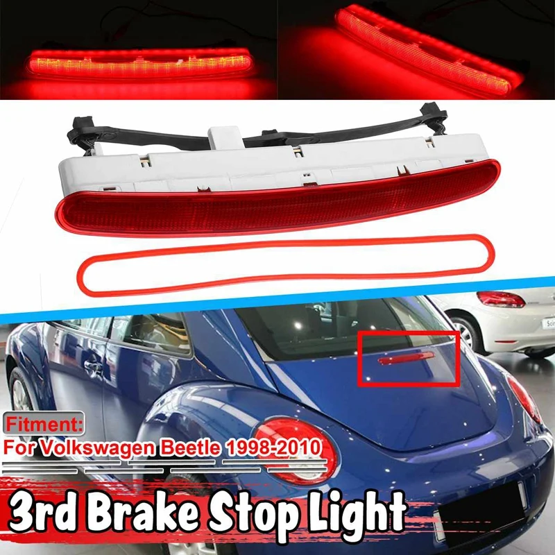 

Car LED Rear 3RD Third Brake Stop Light High Mount Strip Tailgate Bar+Gasket for Beetle 1998-2010 1C0945097E