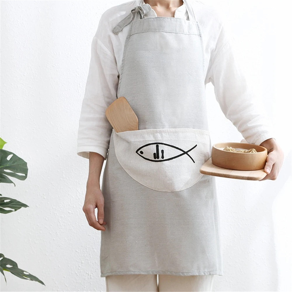 

Apron With Pockets Thicken Cotton Polyester Blend For Cooking Kitchen Restaurant