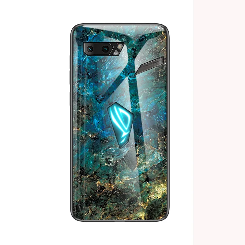 Чехол для Asus ROG Phone 2 ZS660KL, роскошный стеклянный мраморный стеклянный гибридный мягкий силиконовый Жесткий Чехол для Asus ROG 2, чехол для телефона - Цвет: 3