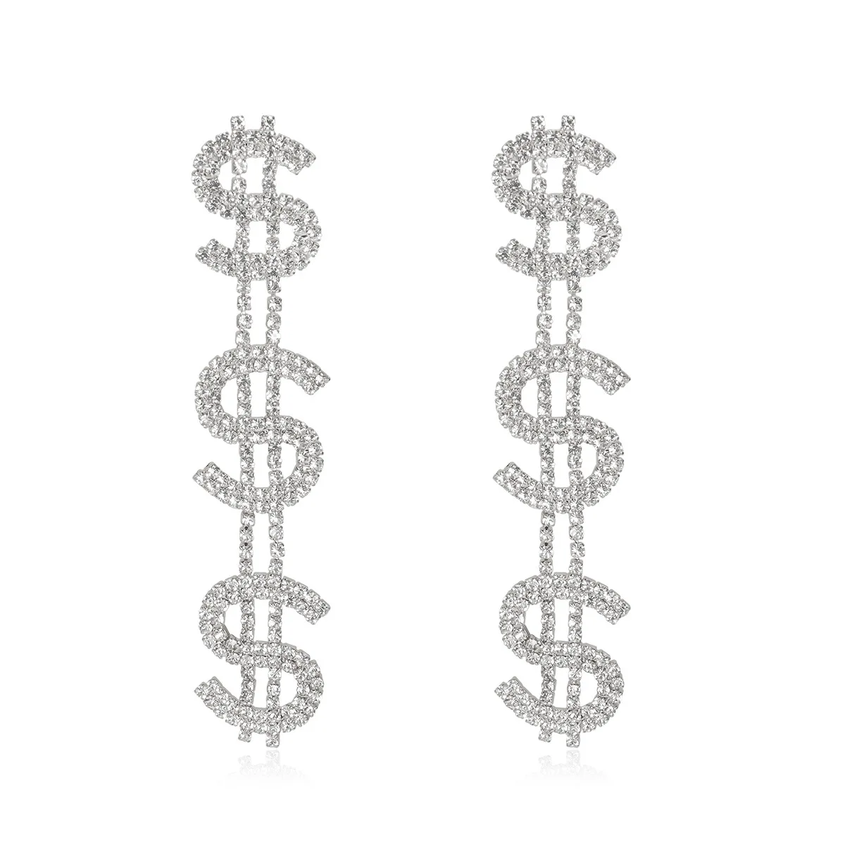 

New Exaggerated Rhinestone Long Dollar Earrings for Women Girl Party Wedding Jewelry Shiny Dangle Statement Pendant Earring 2020