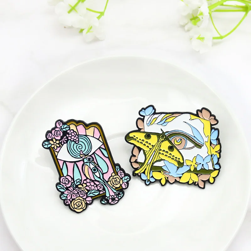 Модная металлическая эмалированная брошь в виде желтой бабочки | Украшения и