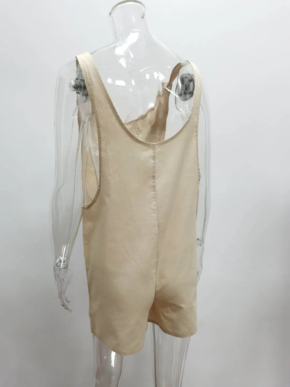 

Traf Bodysuit Women Casual Button Pocket Rompers Romp Linen Vintage Shift Spaghetti-Strap Female Jumpsuit Plus Size Lady Clothes