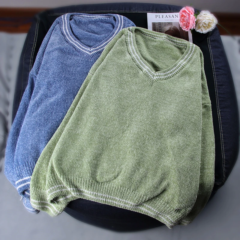 Shellsuning однотонный мягкий свитер с v-образным вырезом зимний женский Повседневный