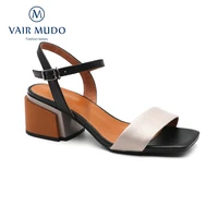 vair mudo spring autumn women sandals shoes eleagnt high quality thick heels genuine leather female footwear new style lx1 c