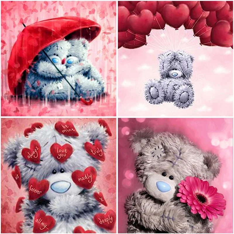 

New DIY Cartoon 5D Diamond Painting Cross Stitch Kits Teddy Bear Full Square Round Diamond Embroidery Sale Wedding Decoration