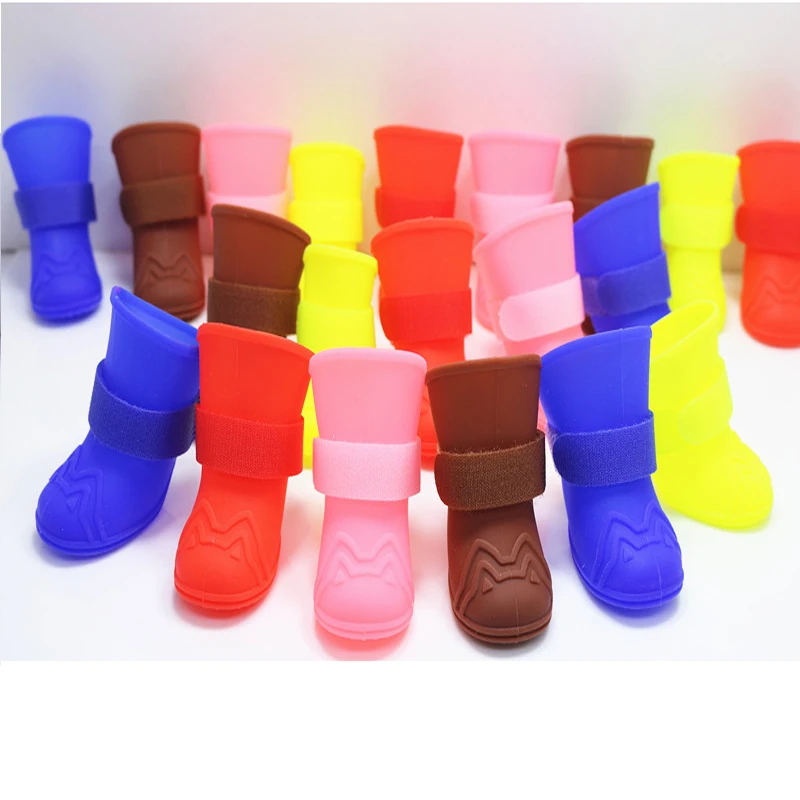 High Quality 4pcs Set Pet Dog Waterproof Shoes Soft Rubber Rain Boots Small Rainy Days XS-XL | Дом и сад