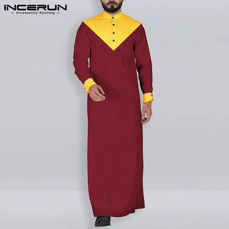 INCERUN Арабский исламский Кафтан мусульманин Для мужчин со стоячим воротником в
