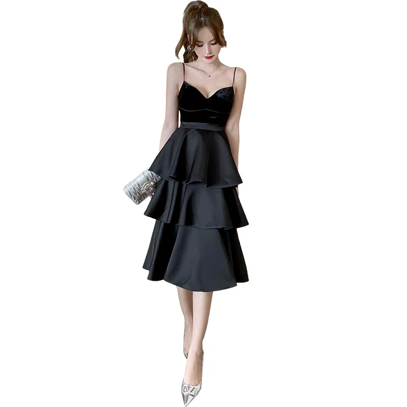 

2021Spring New Arrivals Women's Sexy Strapless Strapless Dress With Chest Strap Celebrity Hepburn Style Little Black Dress Women