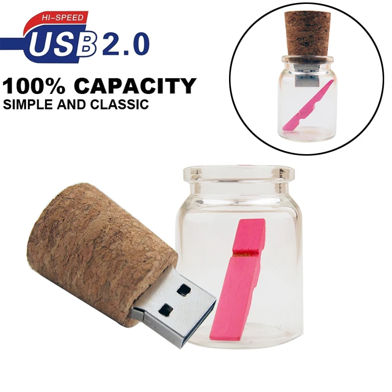 USB 2 0 Новое поступление бутылка memory stick стеклянную бутылку дрейф usb накопитель