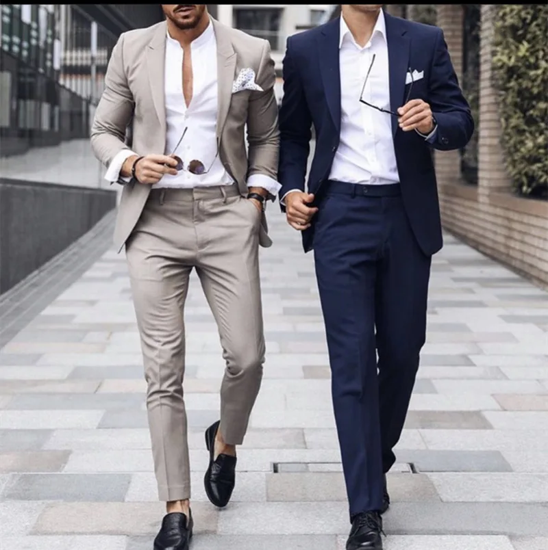 

Handsome Two Buttons Groomsmen Notch Lapel Groom Tuxedos Men Suits Wedding/Prom/Dinner Best Blazer(Jacket+Pants+Tie) 200