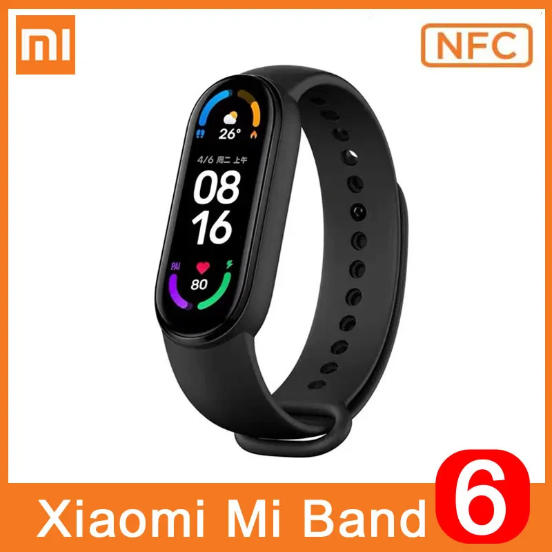 Смарт-браслет Xiaomi Mi Band 6 версия NFC смарт-браслет Miband с AMOLED экраном фитнес-трекер