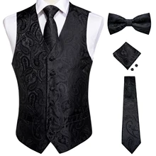 Vests For Men Slim Fit Mens Wedding Suit Vest Casual Sleeveless Formal Business Male Waistcoat Hanky Necktie Bow Tie Set DiBanGu (1)