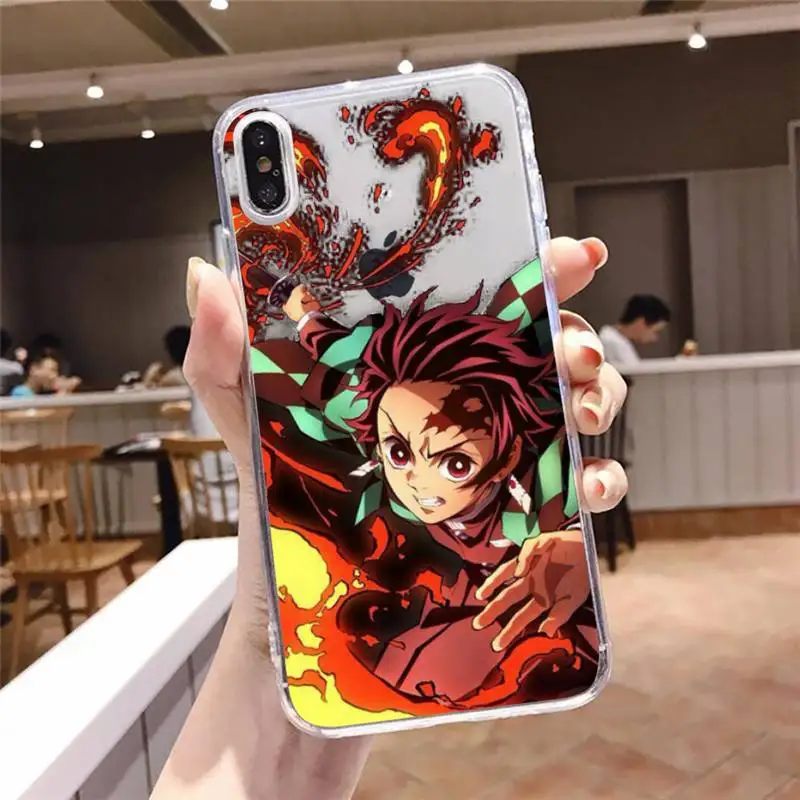 

Kimetsu No Yaiba Demon Slayer Anime Phone Case Transparent Clear for iPhone 12 11 mini pro 8 XS MAX 7 Plus X XR