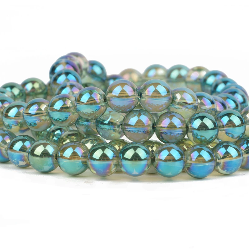 8 мм AB цветные прозрачные, стеклянные бусины россыпью, прозрачные стеклянные бусины-разделители, используются для самостоятельного ожерелья-браслета