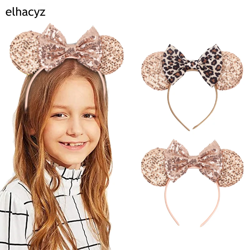 

Glitter Sewing Sequin Mouse Ears Bow Headband Kids Female Party Hair Accessories Women Girls Festival Princess Hairband Headwear