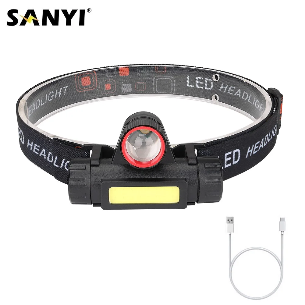 COB LED Headlight Headlamp Zoomable Focus Head Light Magnetic Work Flashlight USB Rechargeable 18650 Torch Night Fishing Light
