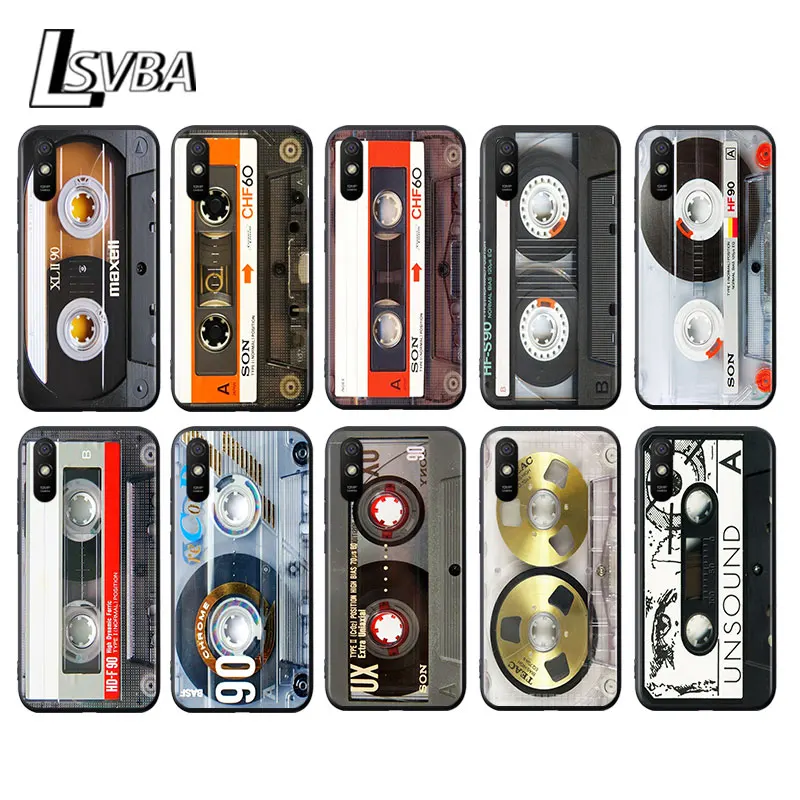 

Vintage tape retro style for Xiaomi Redmi 10X Pro 5G 9A 9I 9T 9 GO K40 K30 K20 Ultra 8 7 6 5 4X Pro Soft Black Phone Case