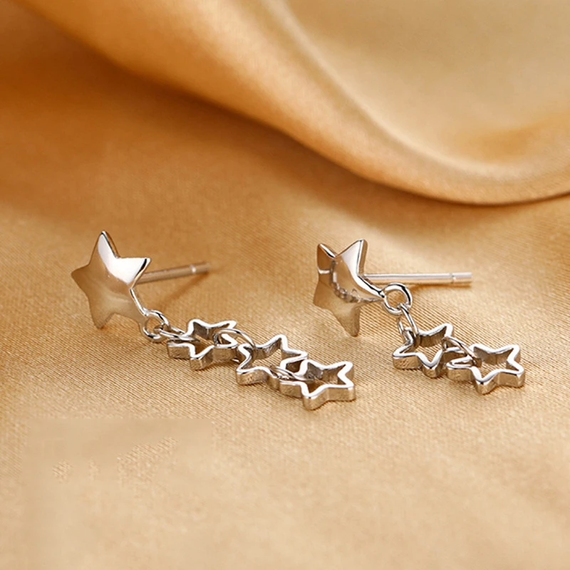 

Long Summer Earrings Asymmetrical 2021 New Trendy Korean Design Hollow Star Drop Earrings for Women Girls Dangle Ear Jewelry