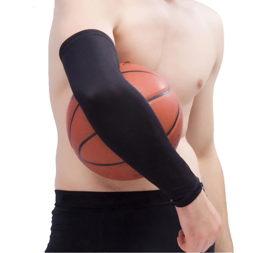 

Solid color basketball arm cover protective gear sports lengthened elbow pads thin wicking outdoor arm sleeve single 2021 new