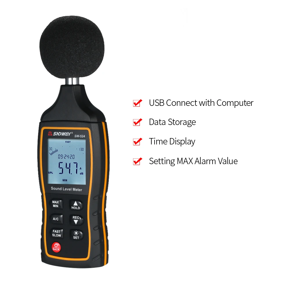 SNDWAY SW-524 30-130dB цифровой измеритель уровня звука Шум метр объем измерительный