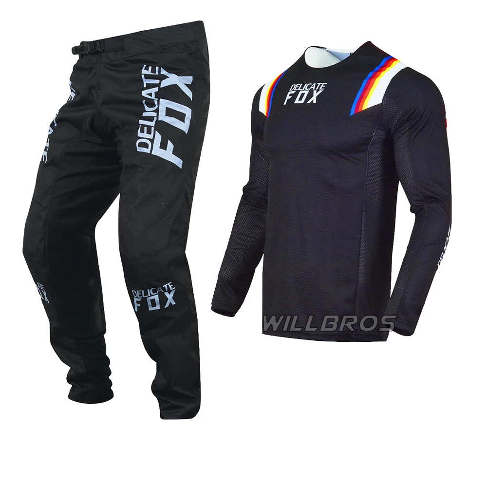 

Motocross Racing Jersey Pants Gear Set Delicate Fox Mountain Bicycle Offroad Kits Black Suit Mens