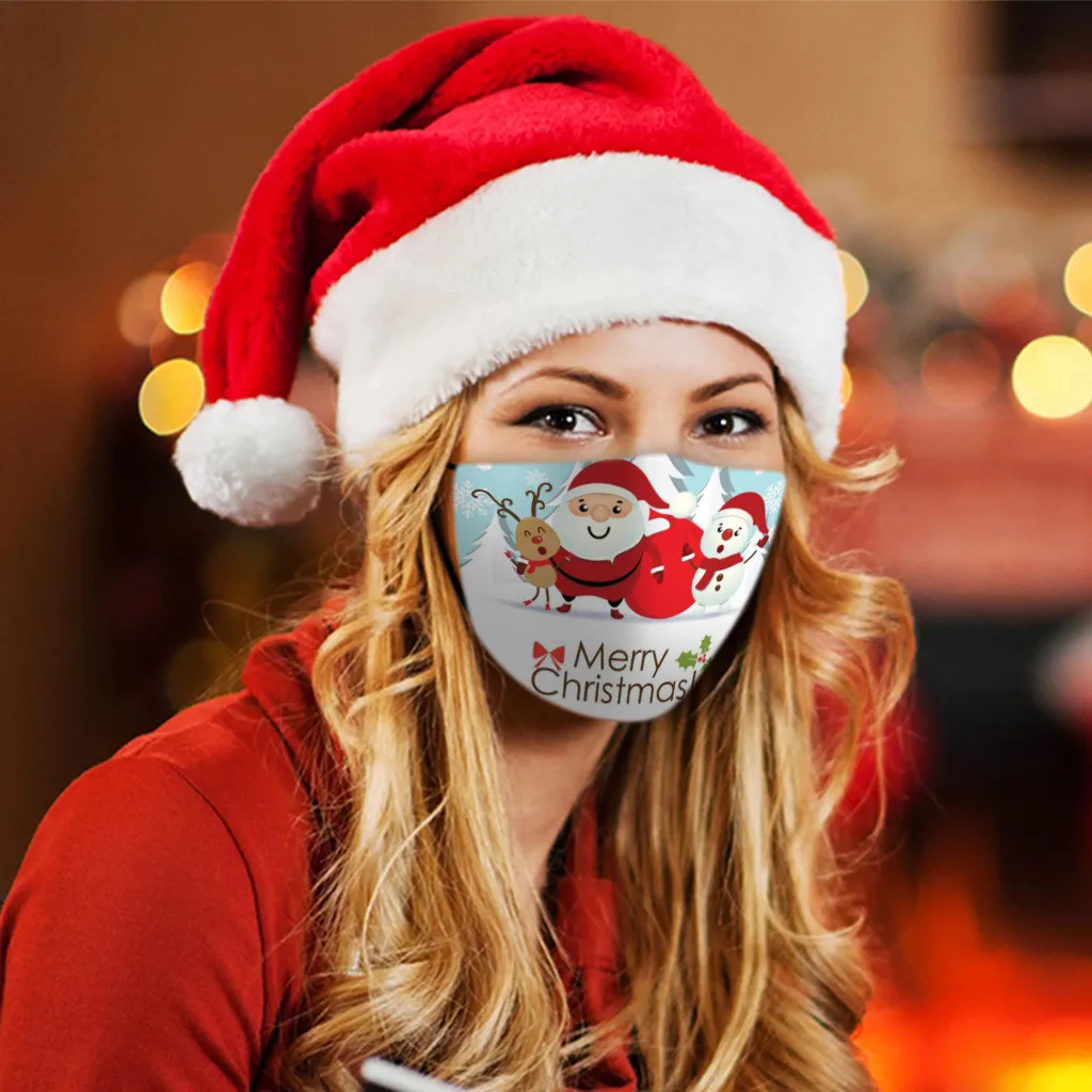 1 шт. дышащая многоразовая моющаяся защитная маска для лица с рождественским