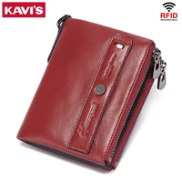 kavis new rfid wallet genuine leather women wallets zipper purse fashion high quality wallets trendy coin purse card holder bags